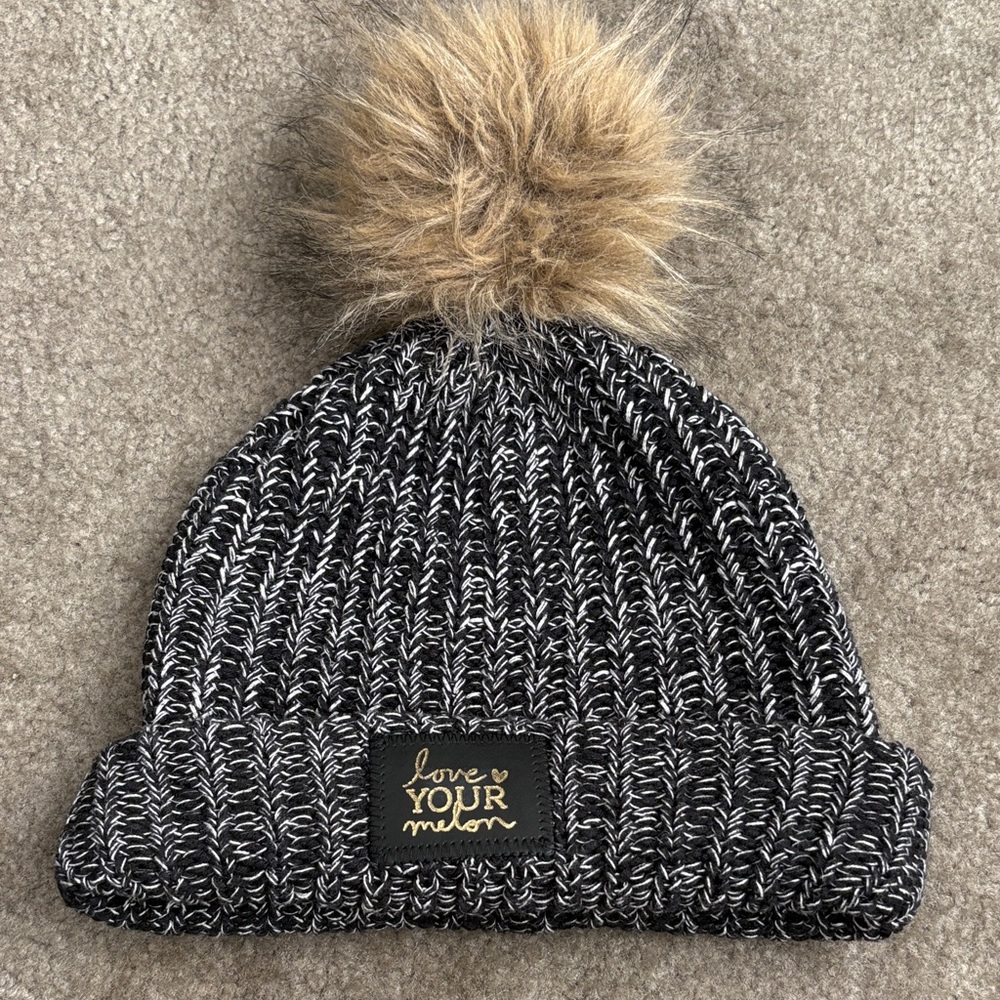 Love Your Melon Black and Gray Beanie